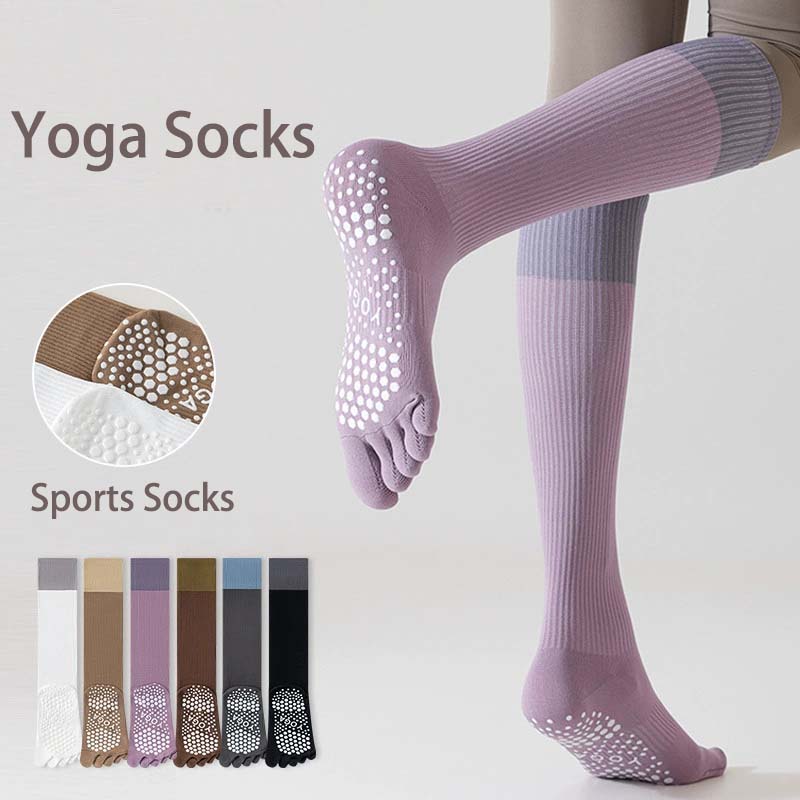 Five-toe Sports Socks Silicone Non-Slip Yoga Socks Breathable Pilates Socks In Gym