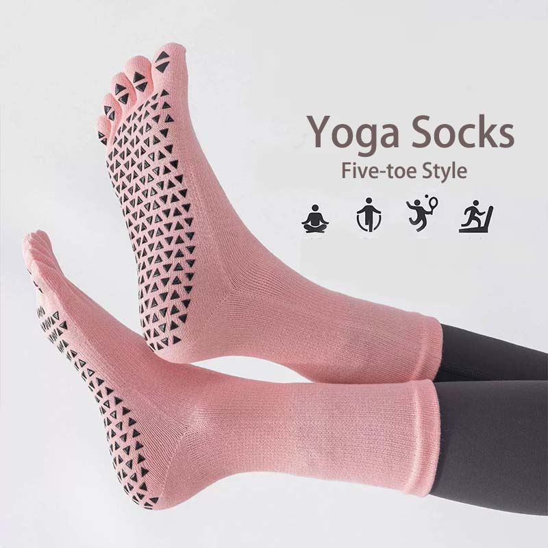Fashion Girls Five-toe Sports Socks Silicone Non-Slip Yoga Socks Breathable Pilates Socks In Gym