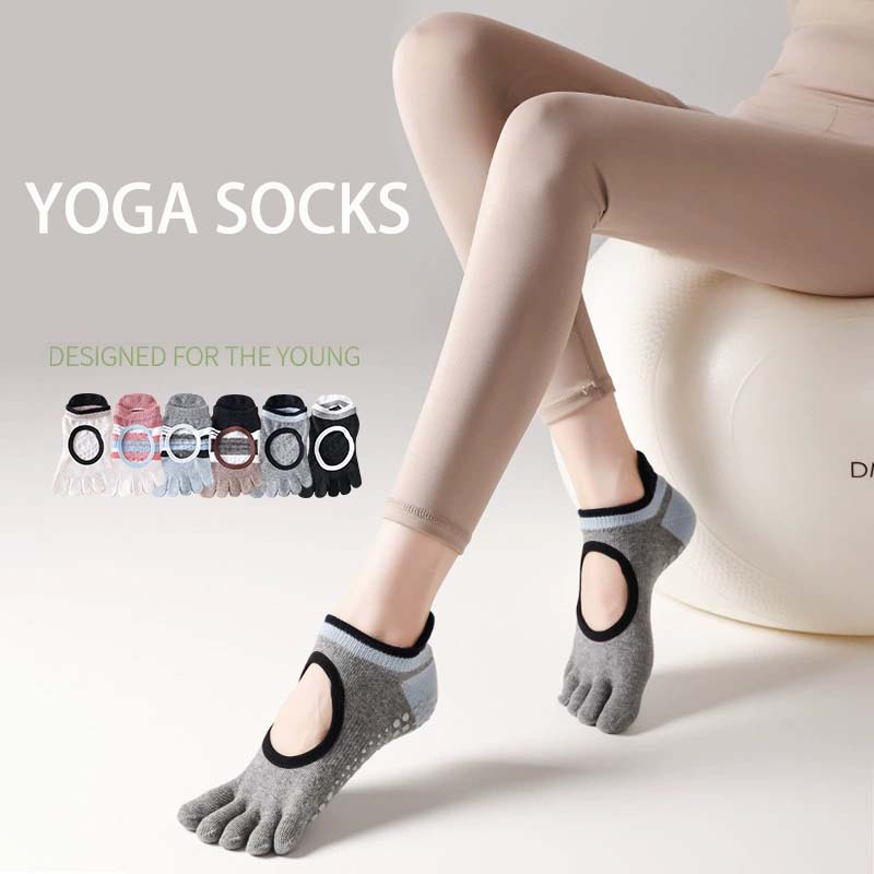 Femela Fashion Five-toe Sports Socks Silicone Non-Slip Yoga Socks Breathable Pilates Socks In Gym