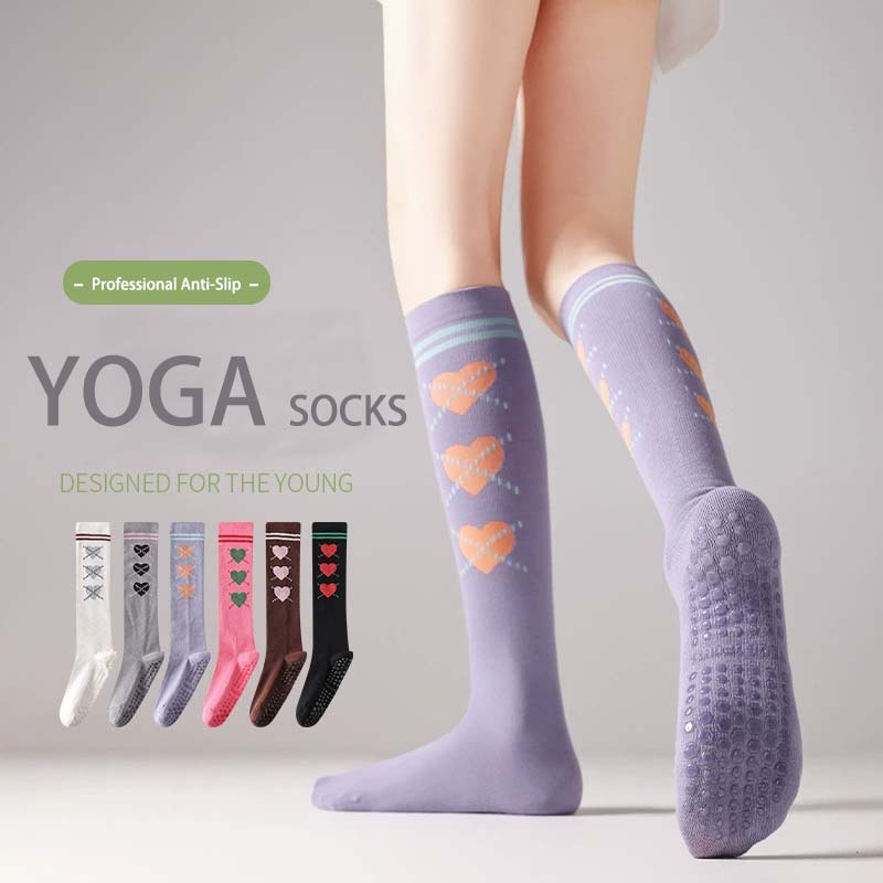 Professional Knee Sports Socks Heart Design Tennis Socks Breathable Cycling Socks