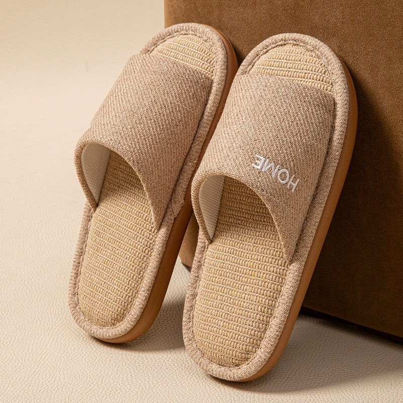 Solid Color Promotion Open Toe Slippers Cotton Comfortable Women's Slipper for House Floor