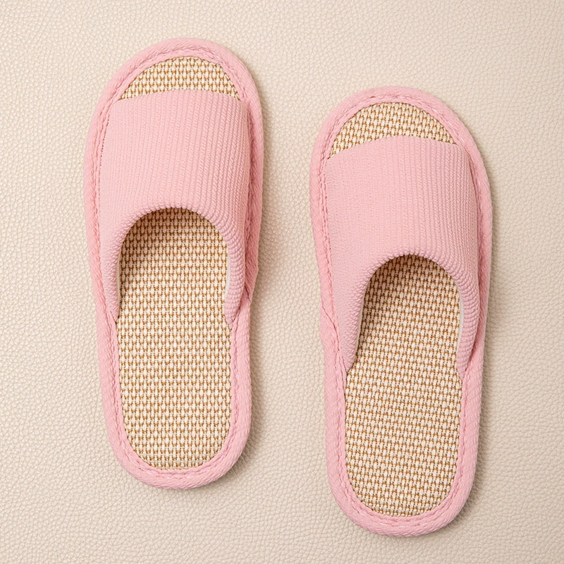Pure Color Promotion Open Toe Slippers Cotton Comfortable Women's Slipper for House Floor